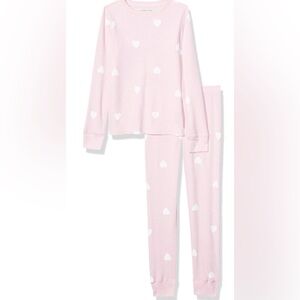 Amazon Essentials Girls Thermal Long Underwear Set - Pink with Hearts